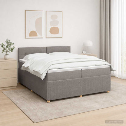 Letto box spring con materasso Tortora 200 x 200 cm Tessuto | homemem39