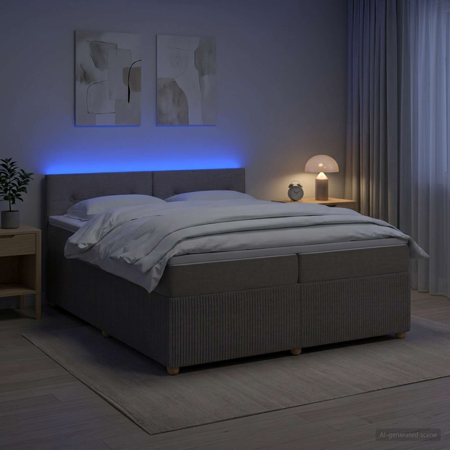 Letto box spring con materasso Tortora 200 x 200 cm Tessuto | homemem39