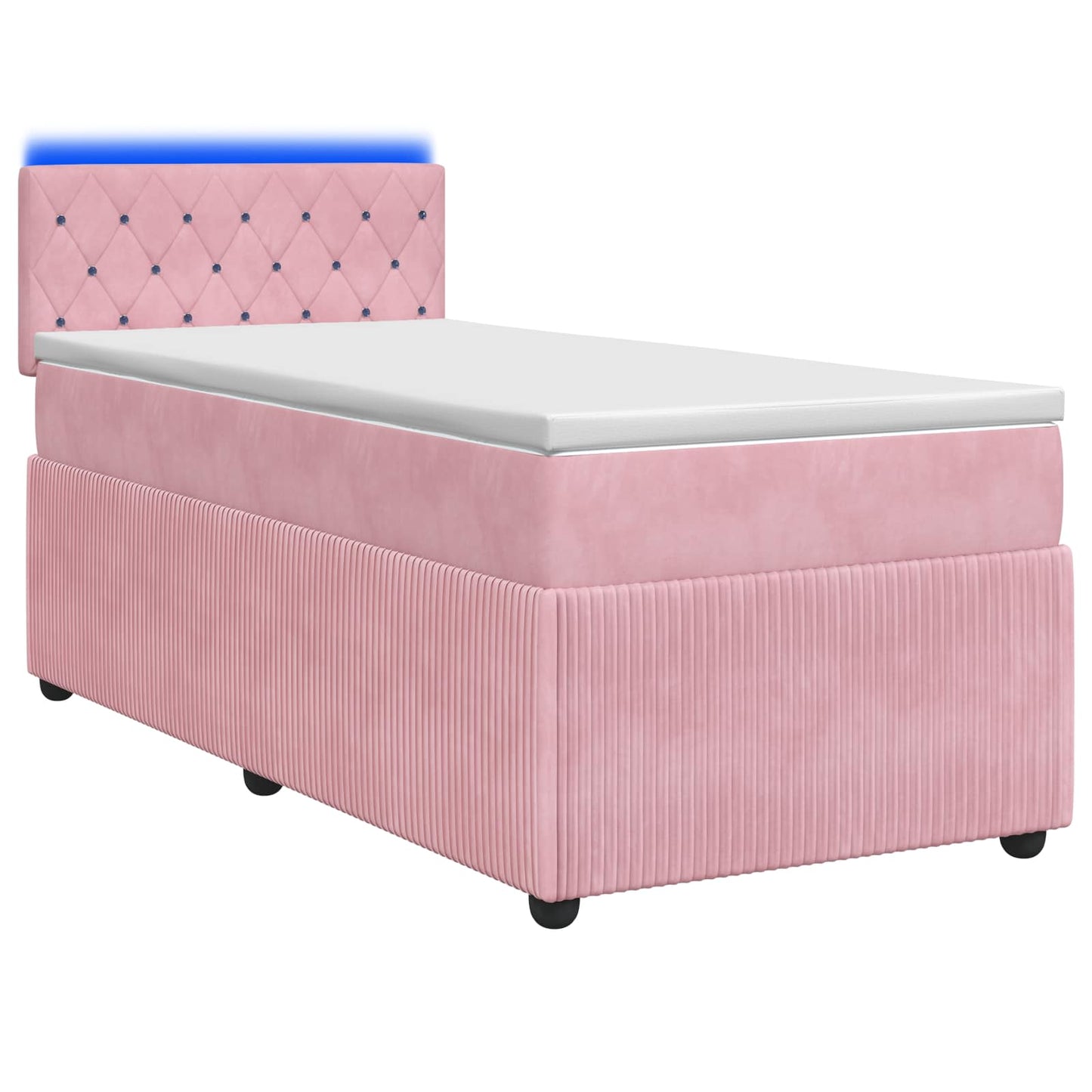 Letto box spring con materasso Rosa 80 x 200 cm Velluto