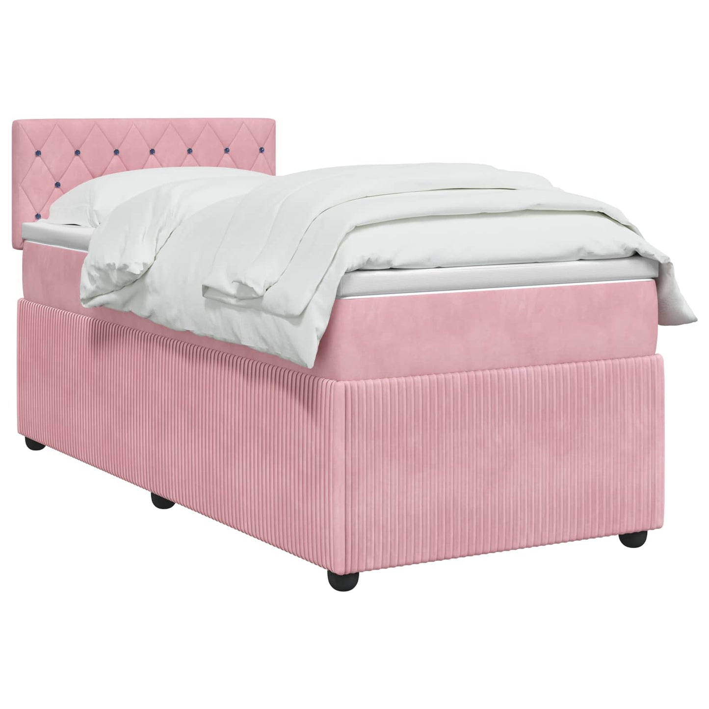 Letto box spring con materasso Rosa 80 x 200 cm Velluto
