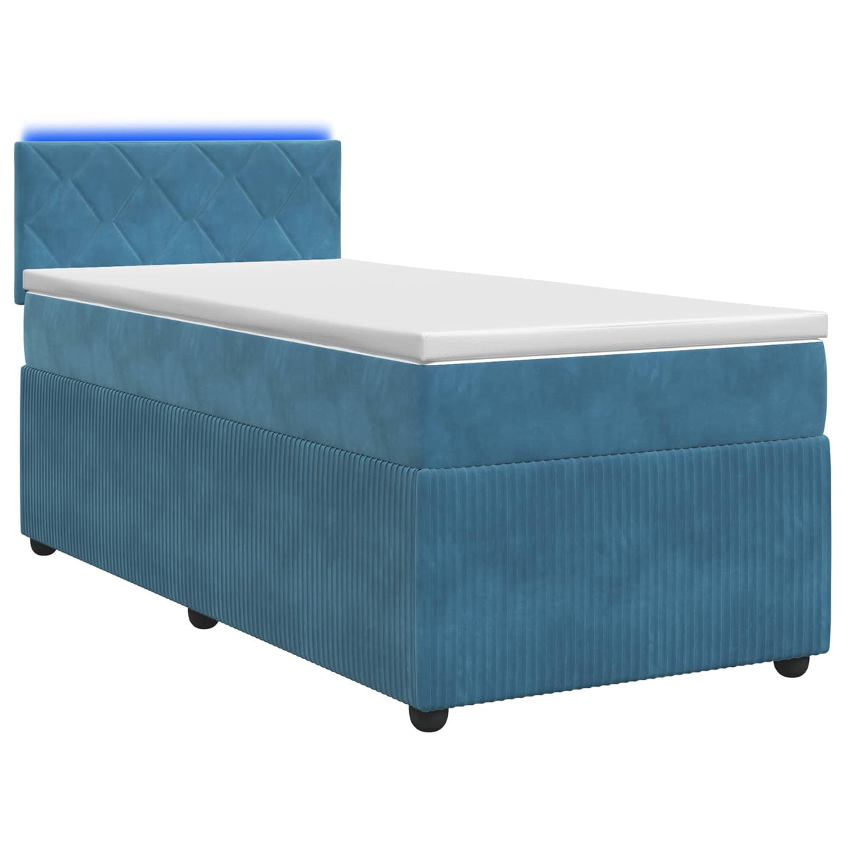 Letto box spring con materasso Blu 90 x 190 cm Velluto | homemem39