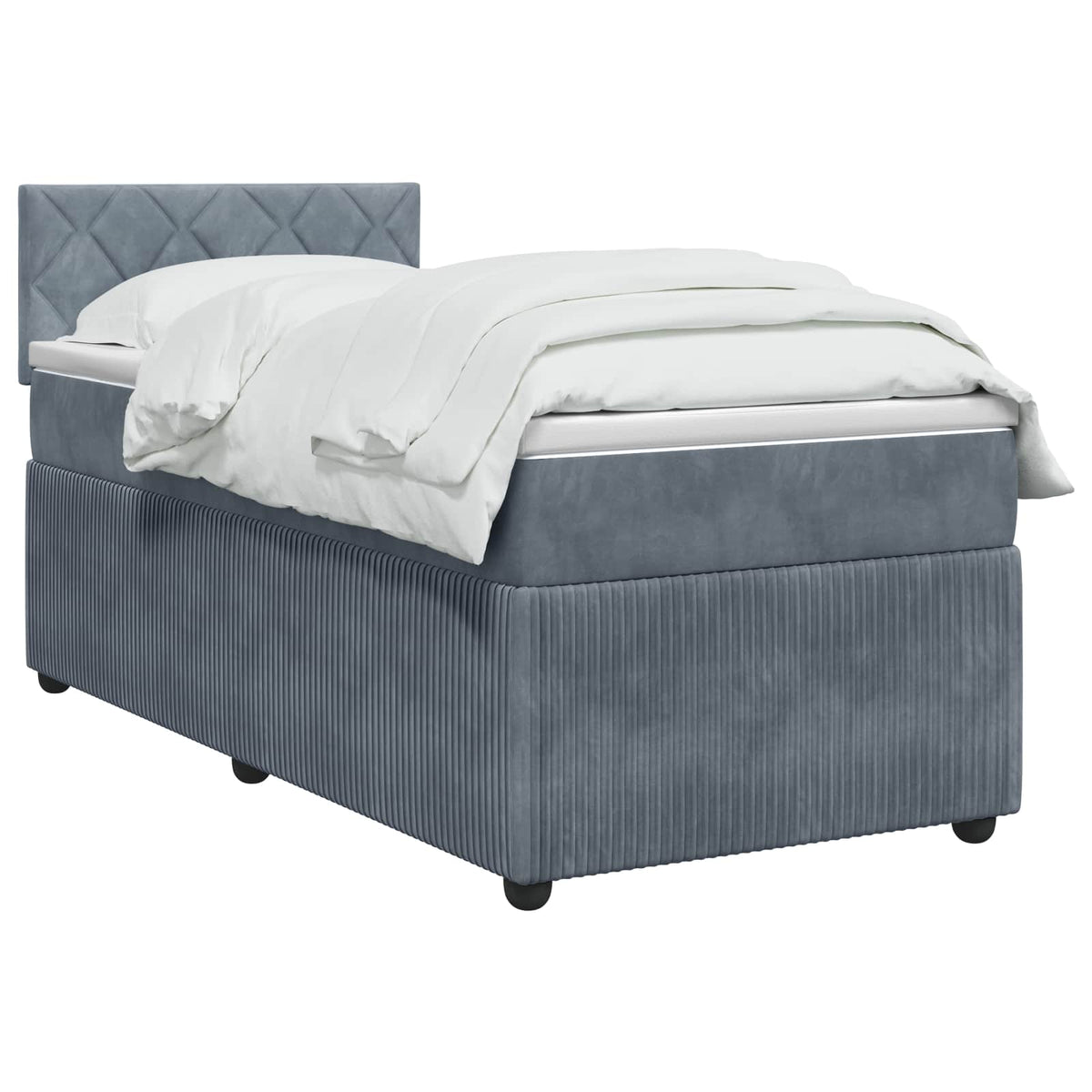 Letto box spring con materasso Grigio Scuro 90 x 200 cm Velluto | homemem39