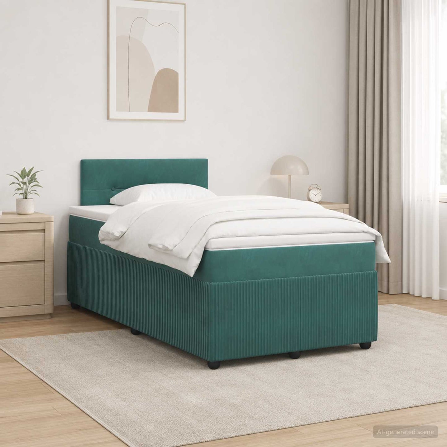 Letto box spring con materasso Verde Scuro 120 x 200 cm Velluto | homemem39
