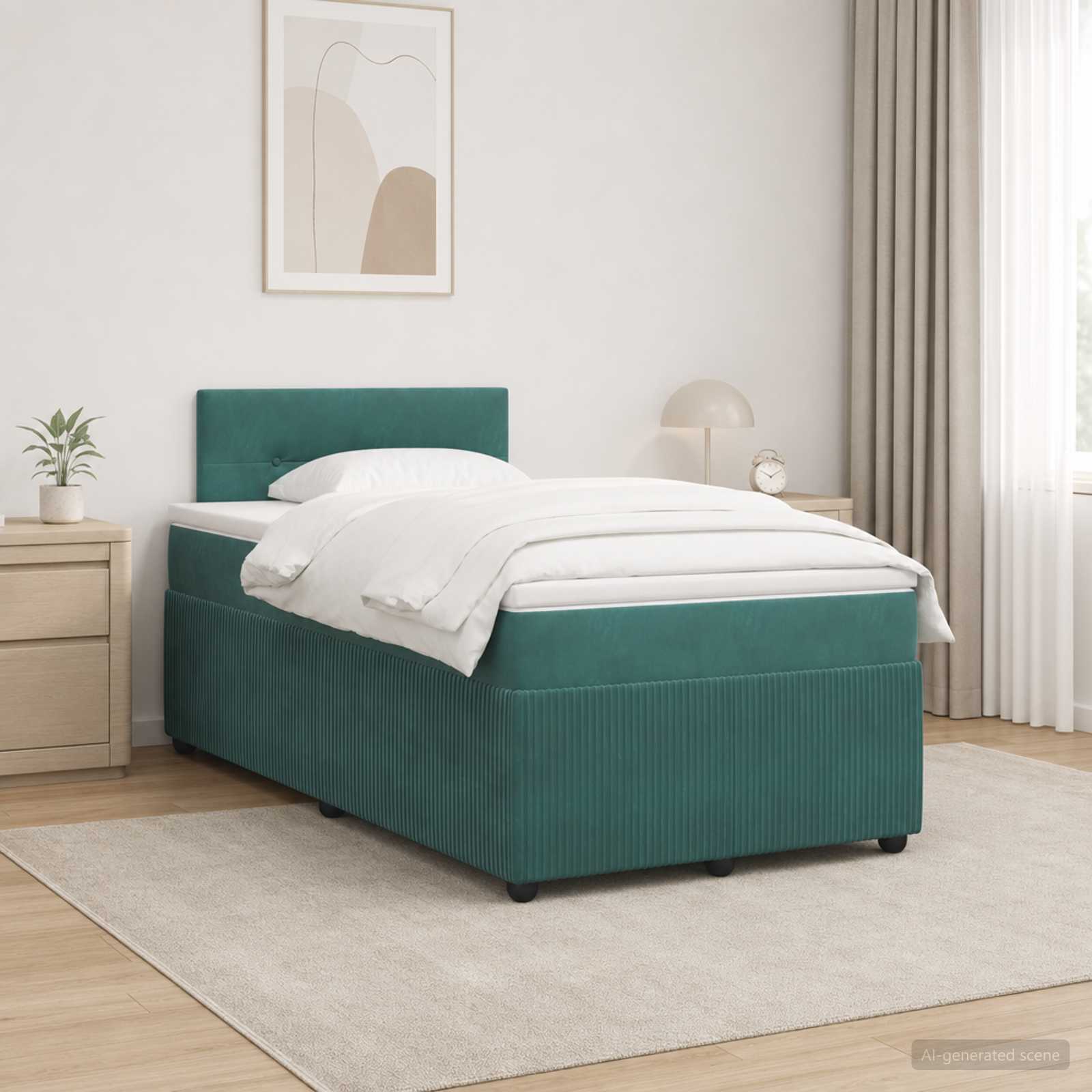 Letto box spring con materasso Verde Scuro 120 x 200 cm Velluto | homemem39