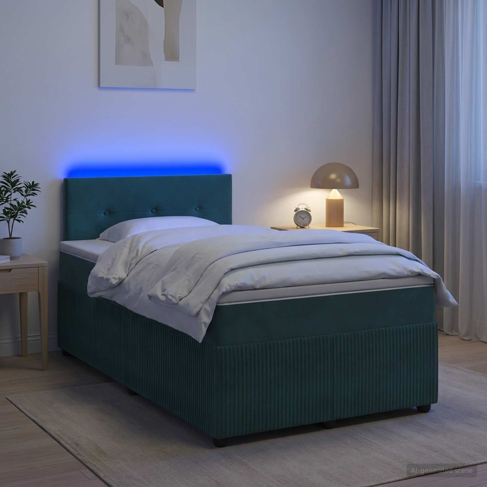 Letto box spring con materasso Verde Scuro 120 x 200 cm Velluto | homemem39