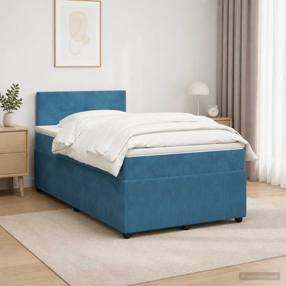 Letto box spring con materasso Blu 120 x 200 cm Velluto | homemem39