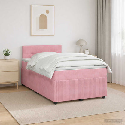 Letto box spring con materasso Rosa 120 x 200 cm Velluto | homemem39