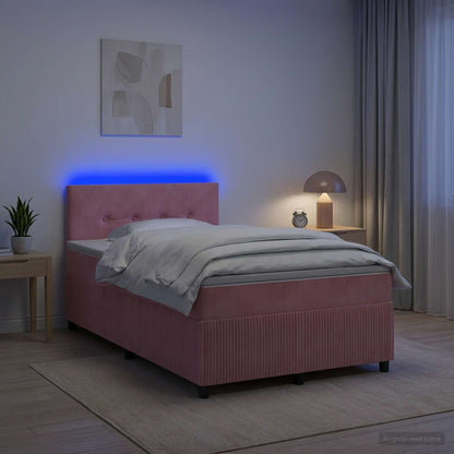 Letto box spring con materasso Rosa 120 x 200 cm Velluto | homemem39