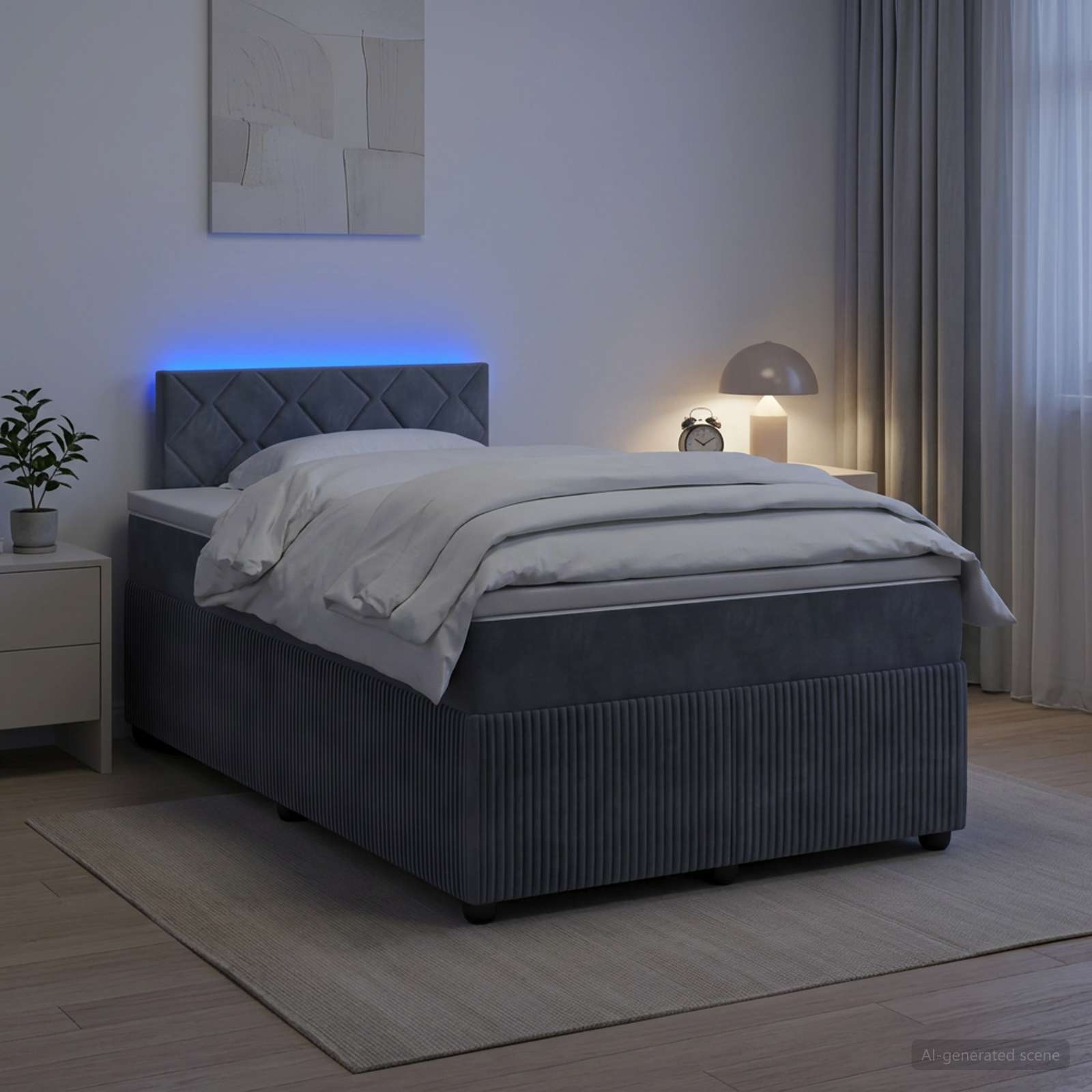 Letto box spring con materasso Grigio Scuro 120 x 200 cm | homemem39