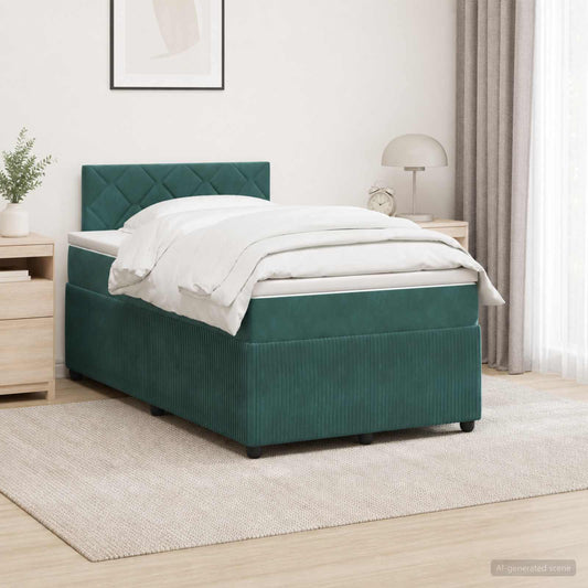 Letto box spring con materasso Verde Scuro 120 x 200 cm Velluto | homemem39