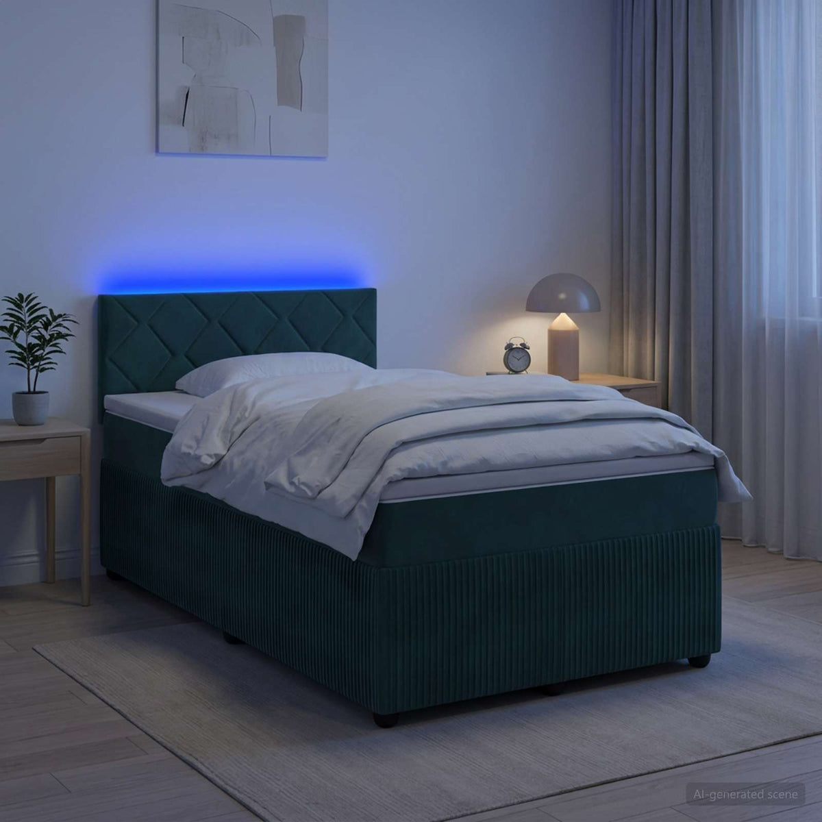 Letto box spring con materasso Verde Scuro 120 x 200 cm Velluto | homemem39
