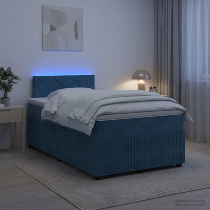 Letto box spring con materasso Blu 120 x 200 cm Velluto | homemem39