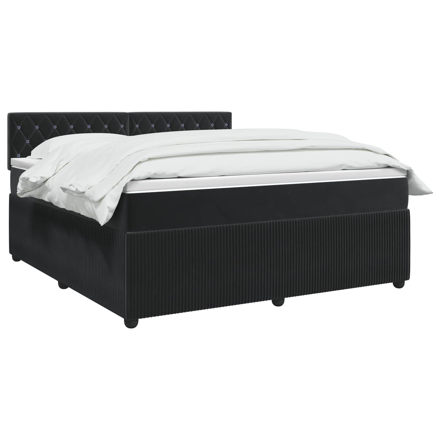 Letto box spring con materasso Nero 140 x 190 cm Velluto | homemem39