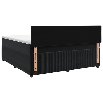 Letto box spring con materasso Nero 140 x 190 cm Velluto