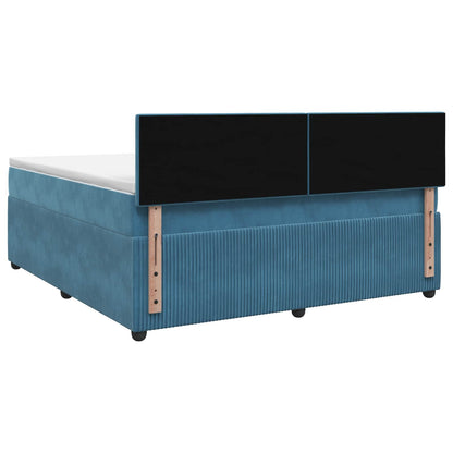 Letto box spring con materasso Blu 140 x 190 cm Velluto | homemem39