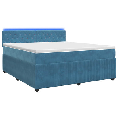 Letto box spring con materasso Blu 140 x 200 cm Velluto