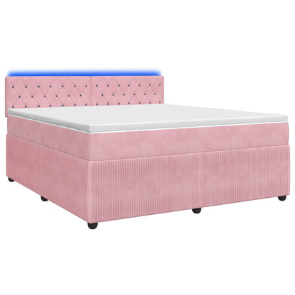 Letto box spring con materasso Rosa 140 x 200 cm Velluto | homemem39