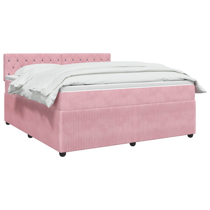 Letto box spring con materasso Rosa 140 x 200 cm Velluto | homemem39