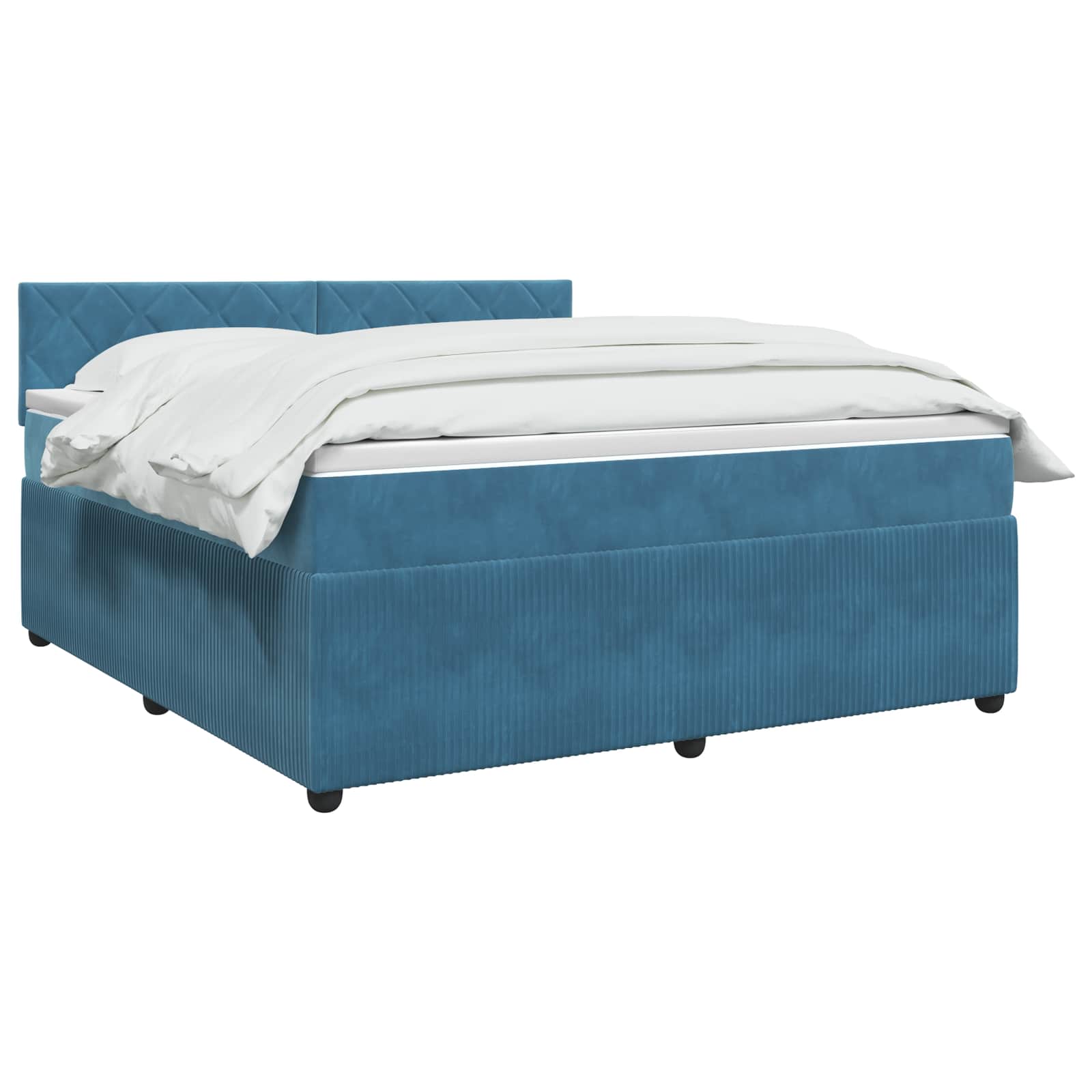Letto box spring con materasso Blu 140 x 200 cm Velluto | homemem39