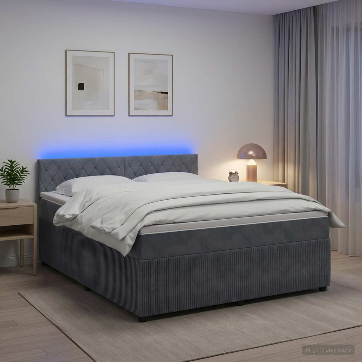 Letto box spring con materasso Grigio Scuro 160 x 200 cm | homemem39