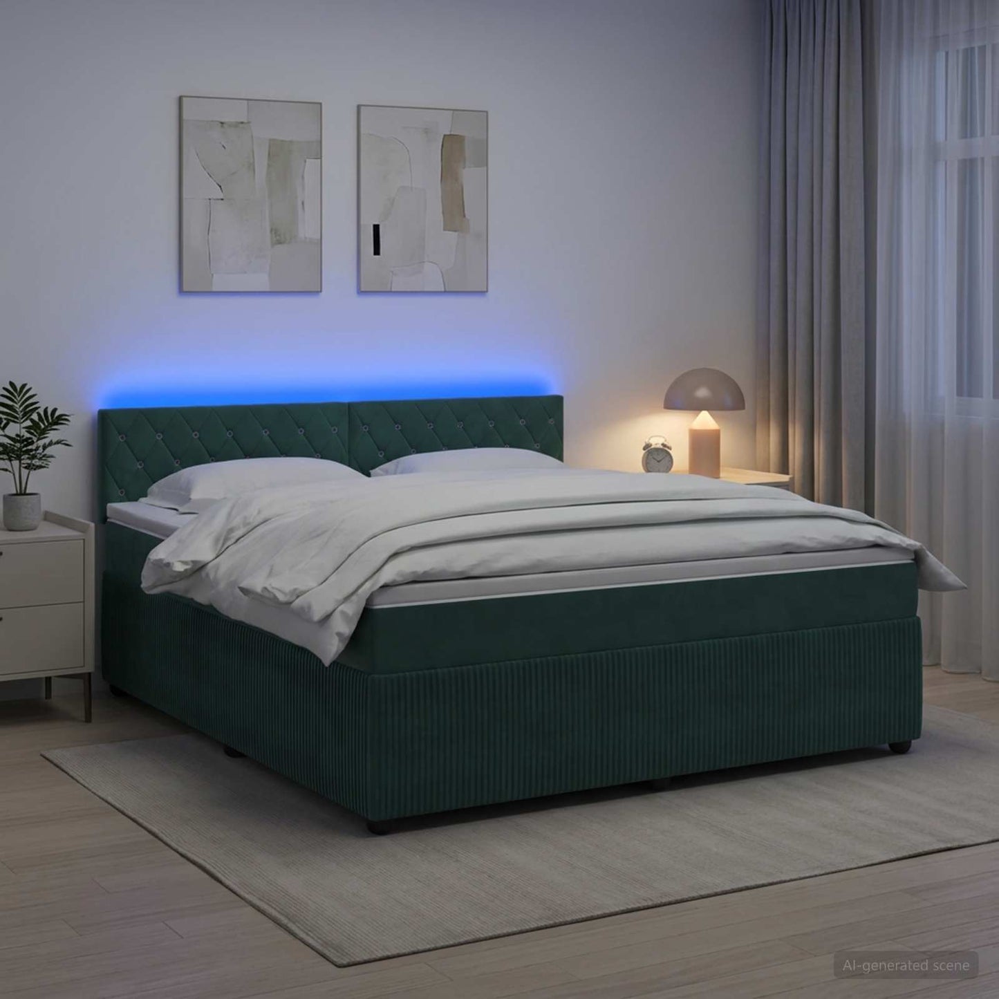 Letto box spring con materasso Verde Scuro 140 x 200 cm Velluto