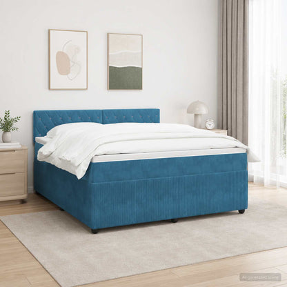 Letto box spring con materasso Blu 140 x 200 cm Velluto
