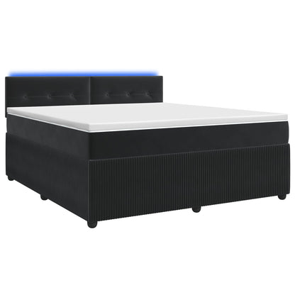 Letto box spring con materasso Nero 180 x 200 cm Velluto
