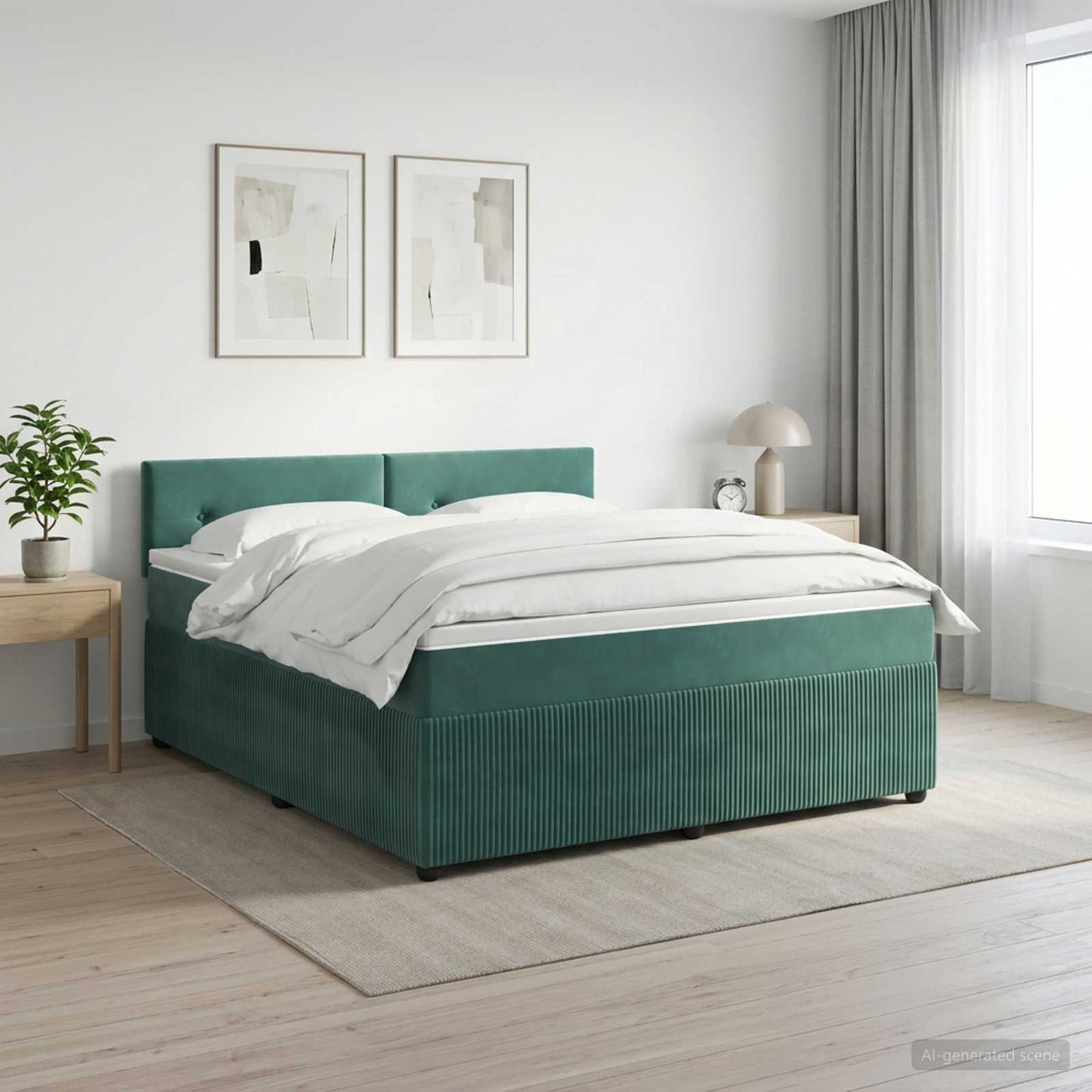 Letto box spring con materasso Verde Scuro 180 x 200 cm Velluto