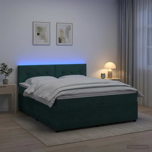 Letto box spring con materasso Verde Scuro 180 x 200 cm Velluto - homemem39