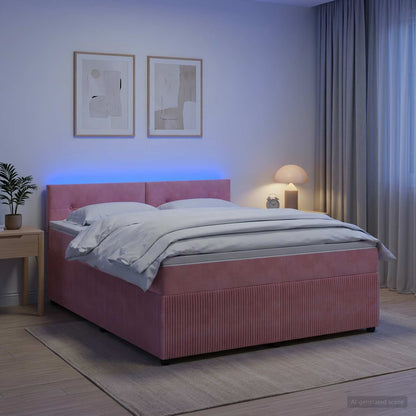 Letto box spring con materasso Rosa 180 x 200 cm Velluto | homemem39