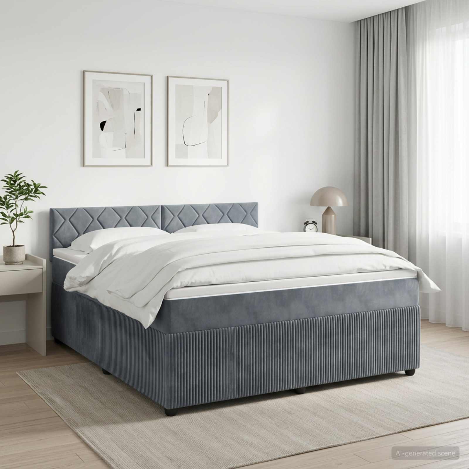 Letto box spring con materasso Grigio Scuro 140 x 190 cm | homemem39