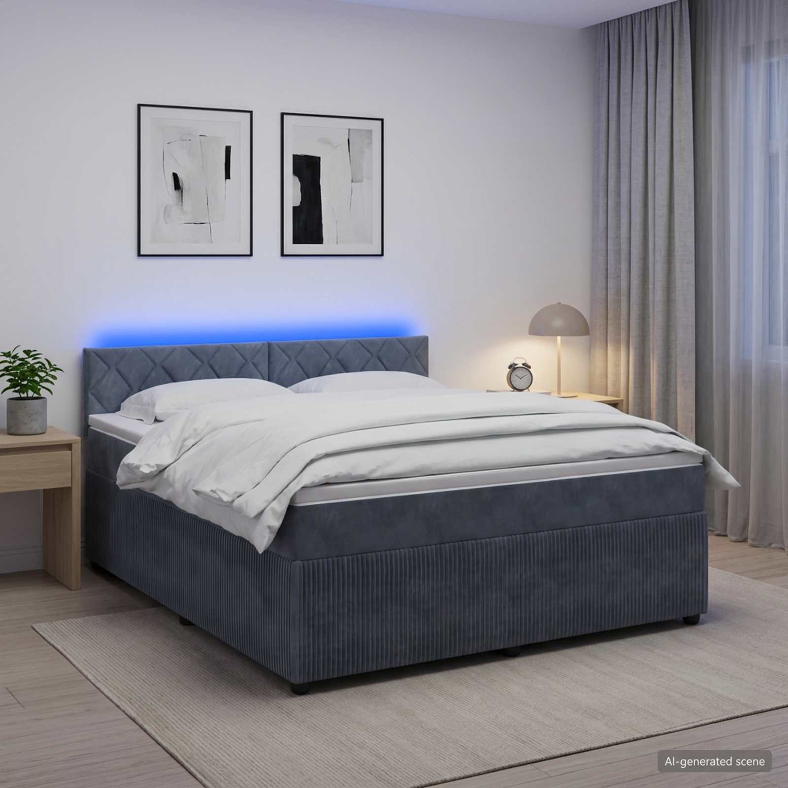 Letto box spring con materasso Grigio Scuro 140 x 190 cm | homemem39