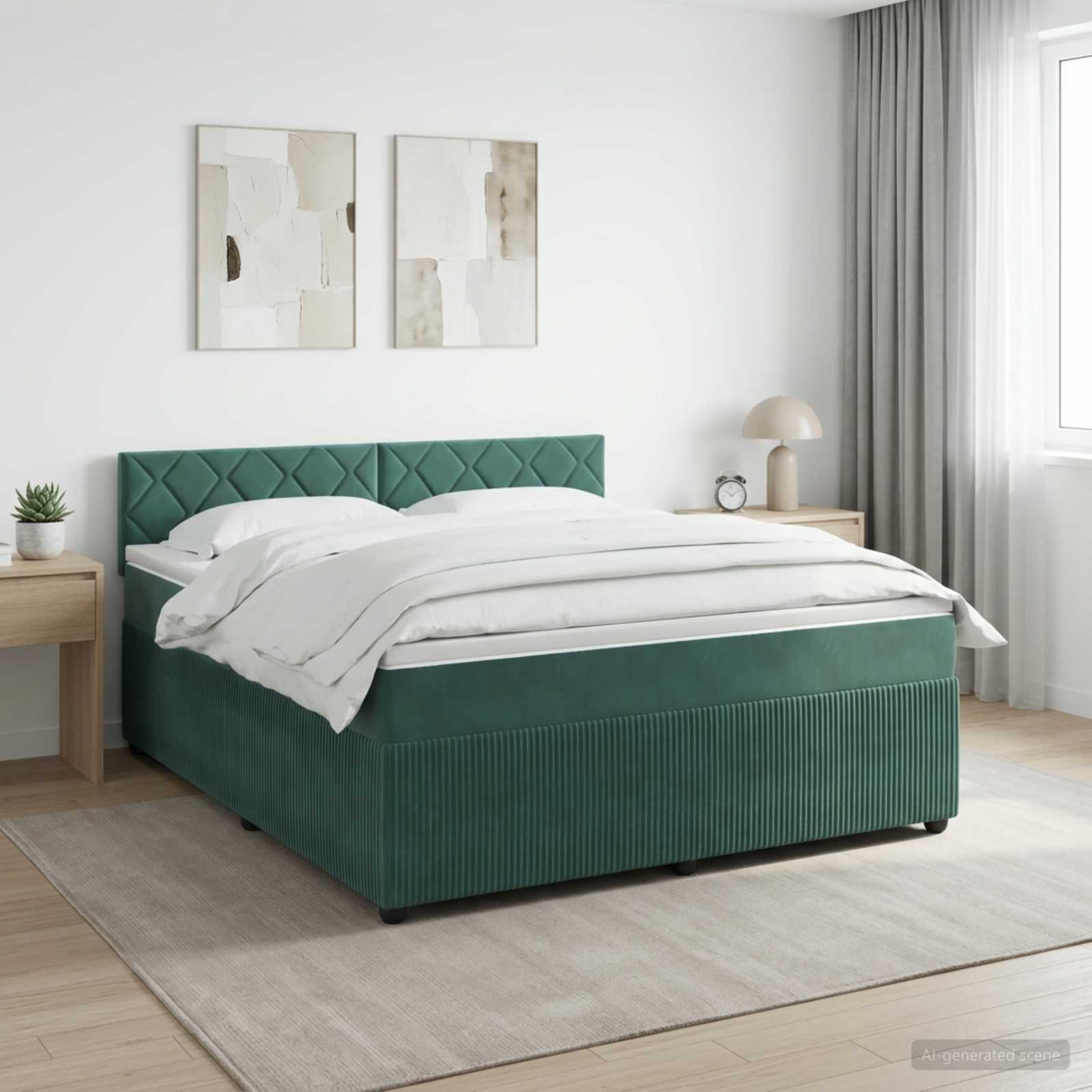 Letto box spring con materasso Verde Scuro 180 x 200 cm Velluto | homemem39