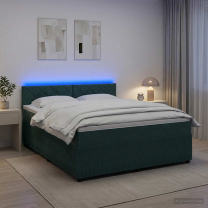 Letto box spring con materasso Verde Scuro 180 x 200 cm Velluto | homemem39