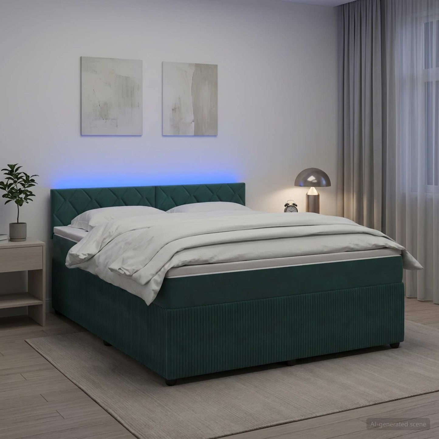 Letto box spring con materasso Verde Scuro 180 x 200 cm Velluto | homemem39