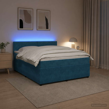 Letto box spring con materasso Blu 140 x 200 cm Velluto | homemem39