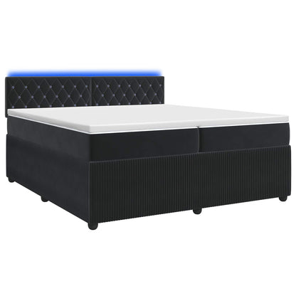 Letto box spring con materasso Nero 200 x 200 cm Velluto