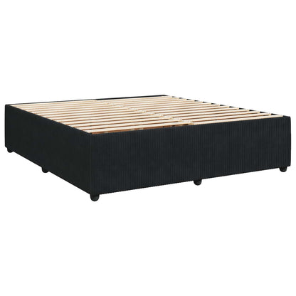 Letto box spring con materasso Nero 200 x 200 cm Velluto
