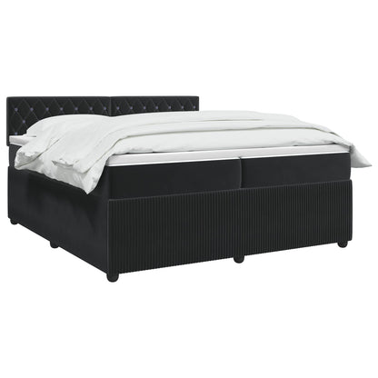 Letto box spring con materasso Nero 200 x 200 cm Velluto