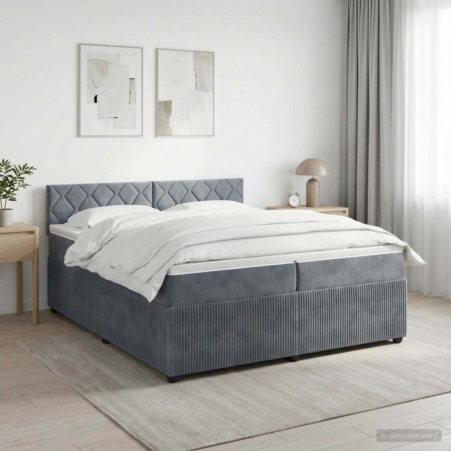 Letto box spring con materasso Grigio Scuro 200 x 200 cm | homemem39
