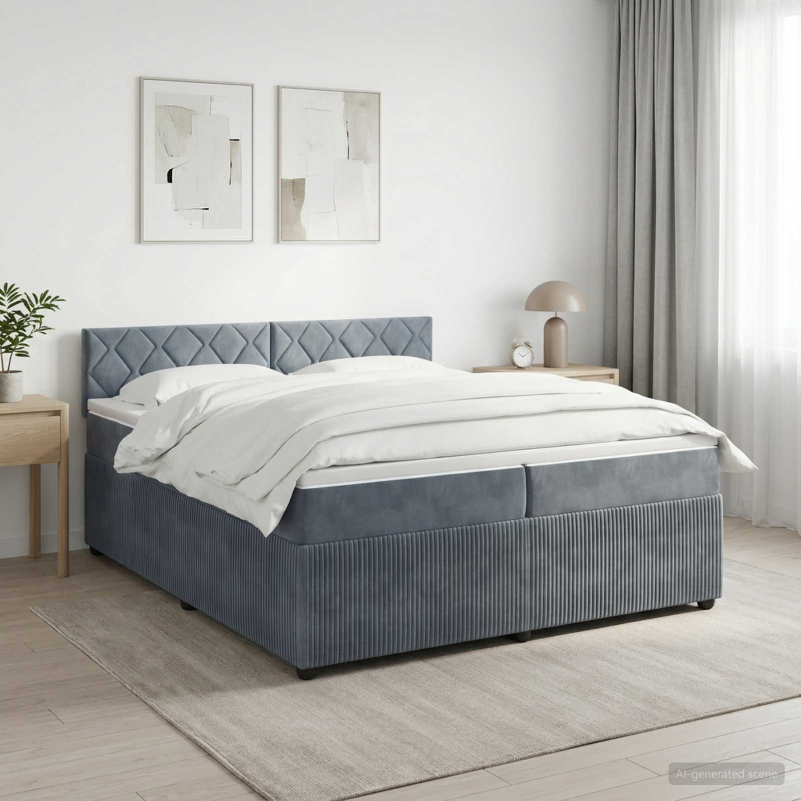 Letto box spring con materasso Grigio Scuro 200 x 200 cm | homemem39