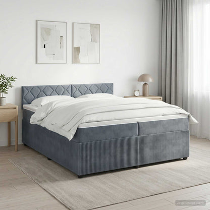 Letto box spring con materasso Grigio Scuro 200 x 200 cm | homemem39