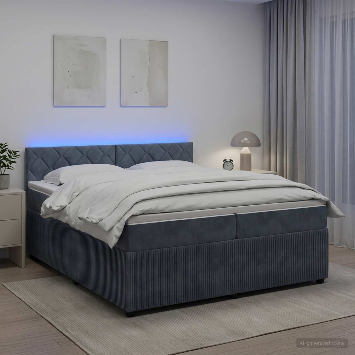 Letto box spring con materasso Grigio Scuro 200 x 200 cm | homemem39