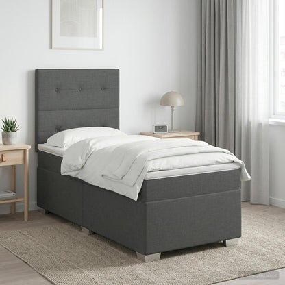 Letto box spring con materasso Grigio Scuro 90 x 190 cm Tessuto
