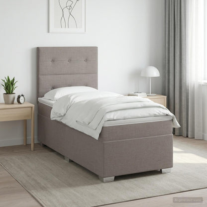 Letto box spring con materasso Tortora 100 x 200 cm Tessuto