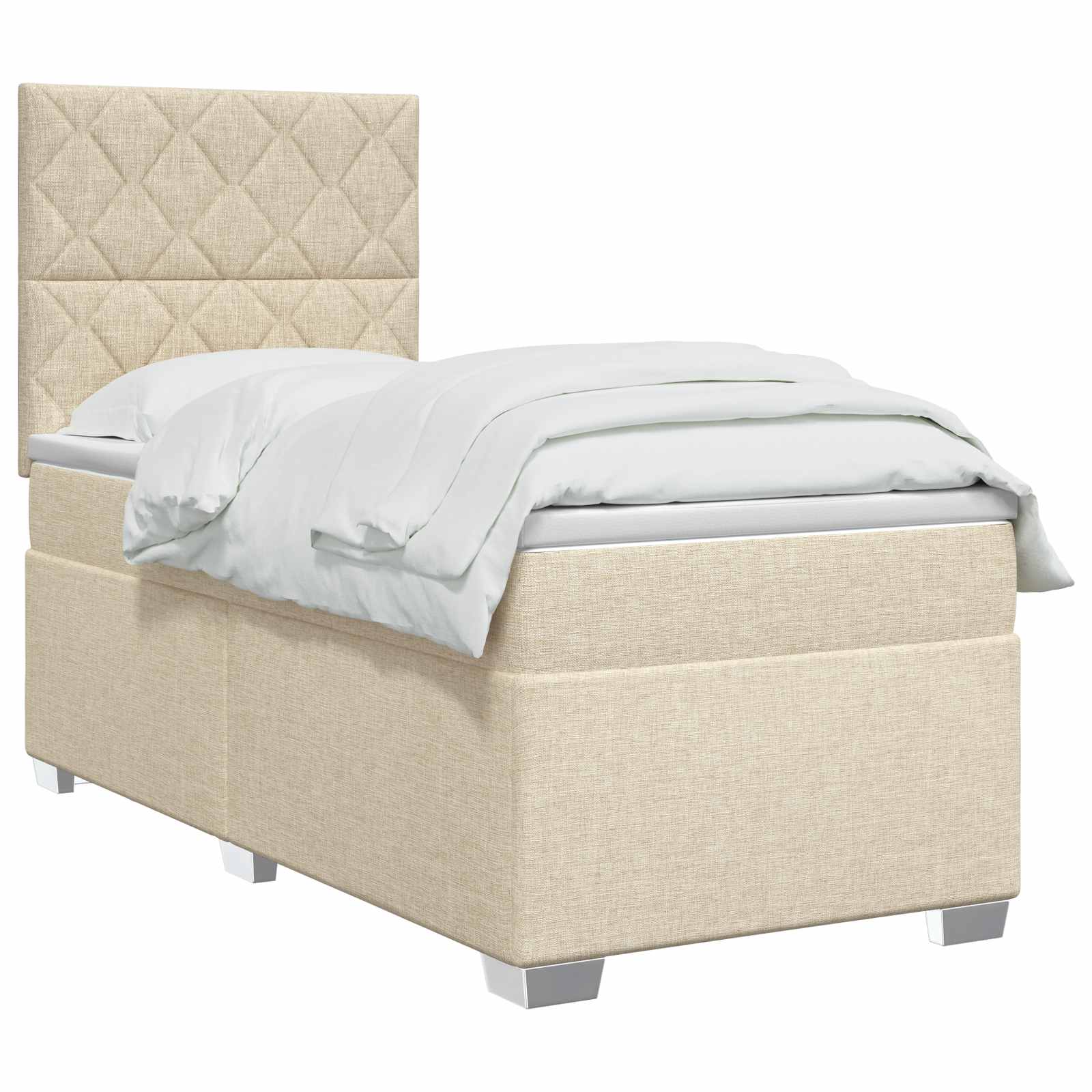 Letto box spring con materasso Crema 80 x 200 cm Tessuto | homemem39