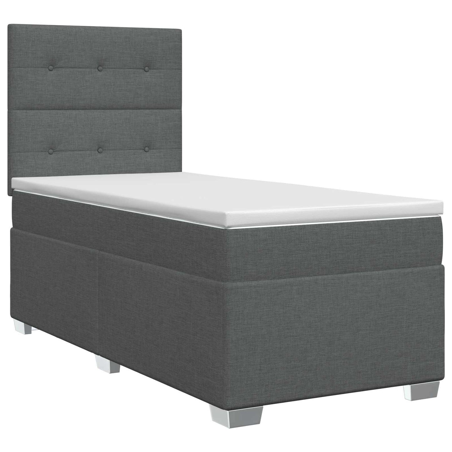 Letto box spring con materasso Grigio Scuro 90 x 200 cm Tessuto