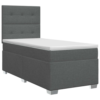Letto box spring con materasso Grigio Scuro 90 x 200 cm Tessuto