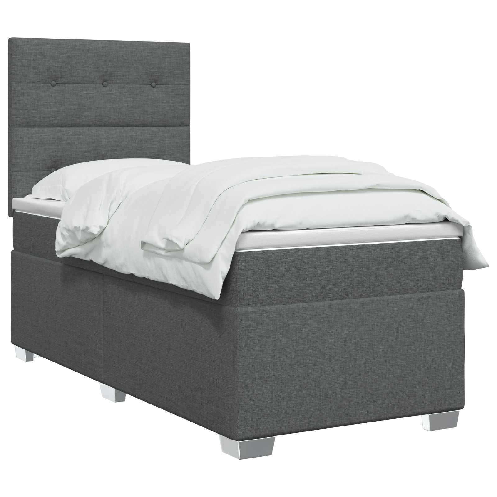 Letto box spring con materasso Grigio Scuro 90 x 200 cm Tessuto | homemem39