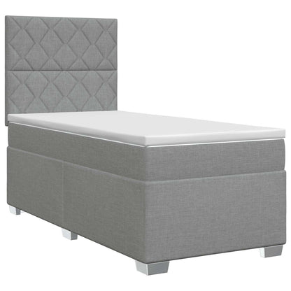 Letto box spring con materasso Grigio Chiaro 90 x 200 cm